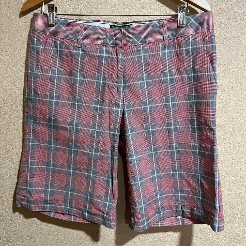 Tommy Hilfiger Golf red gray plaid golf shorts